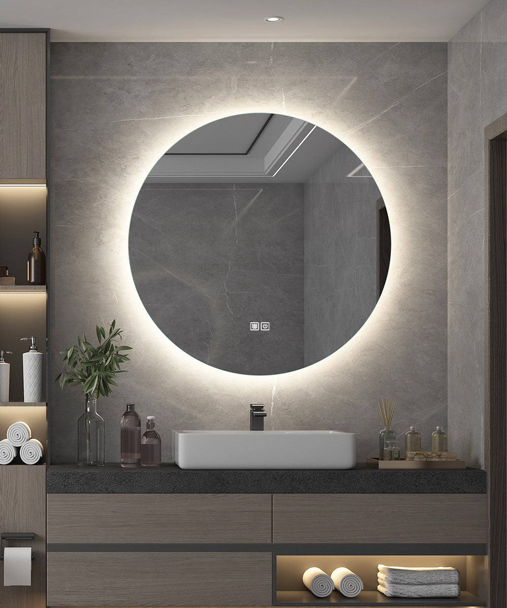 Backlit LED Mirror with Demister, Three Light Selection and Dimmable Control