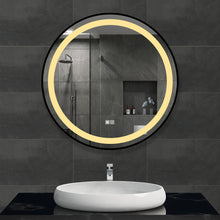 Load image into Gallery viewer, Framed Round LED Mirror with Demister, Three Light Selection and Dimmable Control