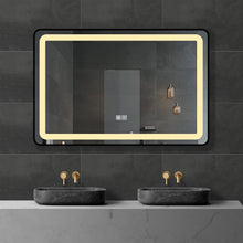 Load image into Gallery viewer, Framed Rectangle LED Mirror with Demister, Three Light Selection and Dimmable Control