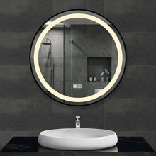 Load image into Gallery viewer, Framed Round LED Mirror with Demister, Three Light Selection and Dimmable Control