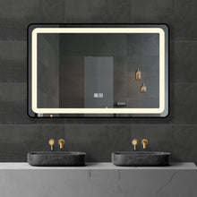Load image into Gallery viewer, Framed Rectangle LED Mirror with Demister, Three Light Selection and Dimmable Control