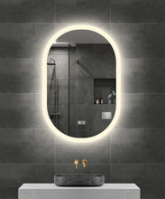 Load image into Gallery viewer, Oval LED Mirror with Demister, Three Light Selection and Dimmable Control