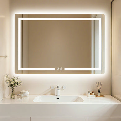 Front and Back Lit Mirror with  Demister, Color Selection and Dimmer