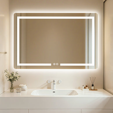 Front and Back Lit Mirror with  Demister, Color Selection and Dimmer