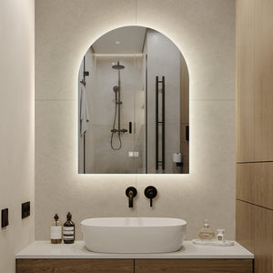 Arch Backlit LED Mirror with Demister, Three Light Selection and Dimmable Control