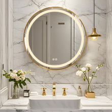Load image into Gallery viewer, Framed Round LED Mirror with Demister, Three Light Selection and Dimmable Control