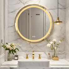 Load image into Gallery viewer, Framed Round LED Mirror with Demister, Three Light Selection and Dimmable Control