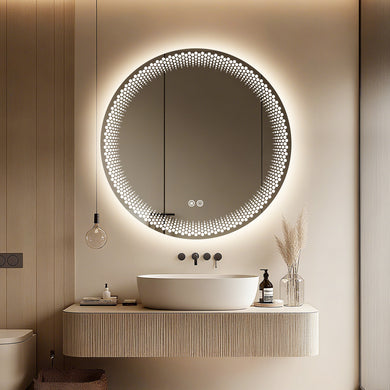 3D Tunnel LED Mirror with Multiple Color Selection, Dimmer and Demister