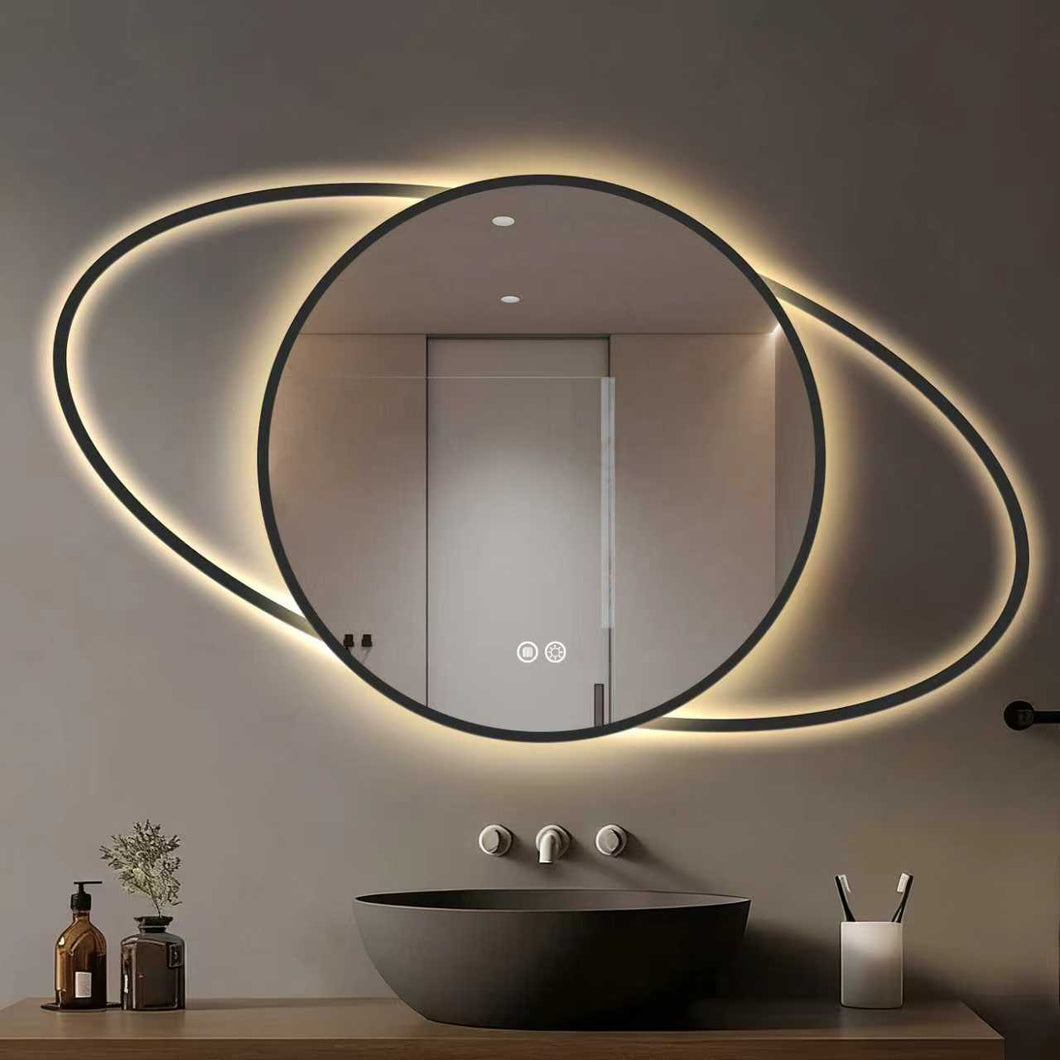 Saturn and Eclipses LED Mirror with Demister, Light Selection and Dimmer