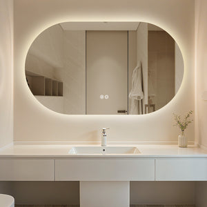 Horizontal Pill Backlit Mirror with Demister, Color Selection and Dimer