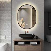 Load image into Gallery viewer, Oval Framed Backlit LED Mirror with Demister, Three Light Selection and Dimmable Control