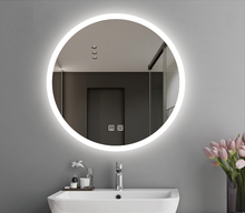 Load image into Gallery viewer, Round LED Mirror with Demister, Three Light Selection and Dimmable Control