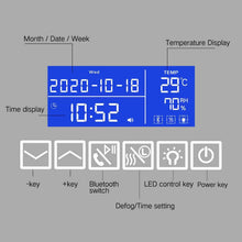 Load image into Gallery viewer, Smart LED Mirror with Demister, Light Selection, Dimmable Control, Bluetooth, Date/Time/Temp Display