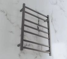 Load image into Gallery viewer, Black / Chrome/Gun metal Heated Towel Rail Square 7 Bars
