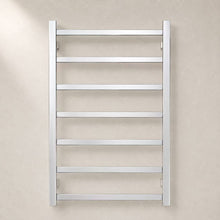 Load image into Gallery viewer, 500Wx750H Heated Towel Rail Square 7 Bars Chrome/ Black / Gun Metal