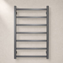 Load image into Gallery viewer, 500Wx750H Heated Towel Rail Square 7 Bars Chrome/ Black / Gun Metal