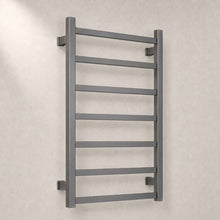 Load image into Gallery viewer, 500Wx750H Heated Towel Rail Square 7 Bars Chrome/ Black / Gun Metal