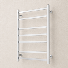 Load image into Gallery viewer, 600WX800H Heated Towel Rail Square 7 Bar Chrome/ Black/ Gun Metal