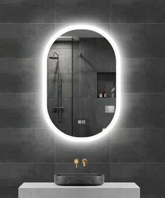 Oval LED Mirror with Demister, Three Light Selection and Dimmable Control