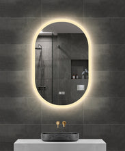 Load image into Gallery viewer, Oval LED Mirror with Demister, Three Light Selection and Dimmable Control