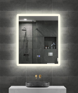 Rectangle LED Mirror with Demister, Three Light Selection and Dimmable Control