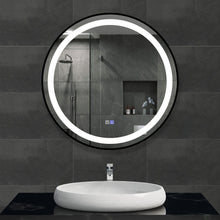 Load image into Gallery viewer, Framed Round LED Mirror with Demister, Three Light Selection and Dimmable Control