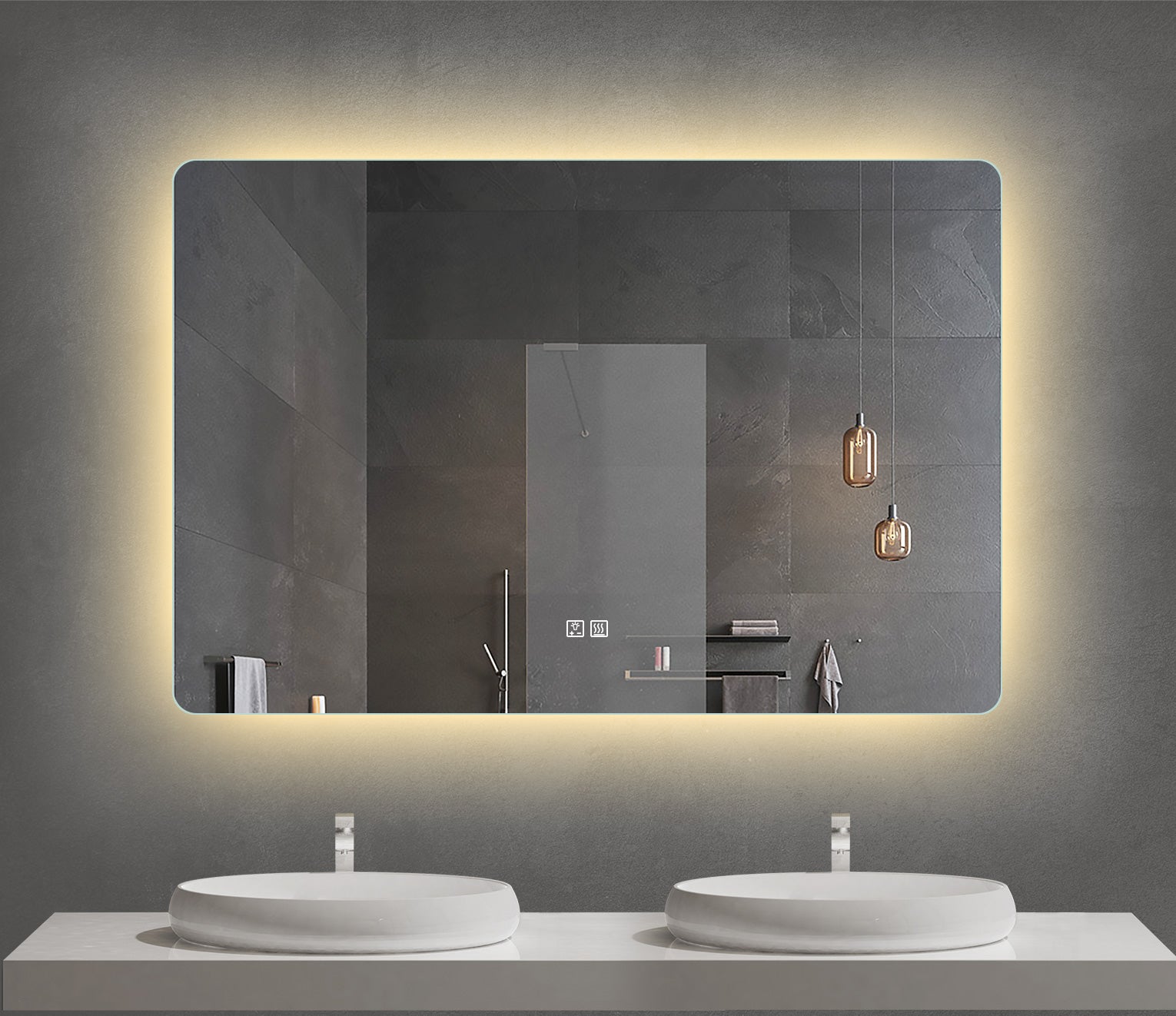 Backlit LED Mirror with Demister, Three Light Selection and Dimmable C ...