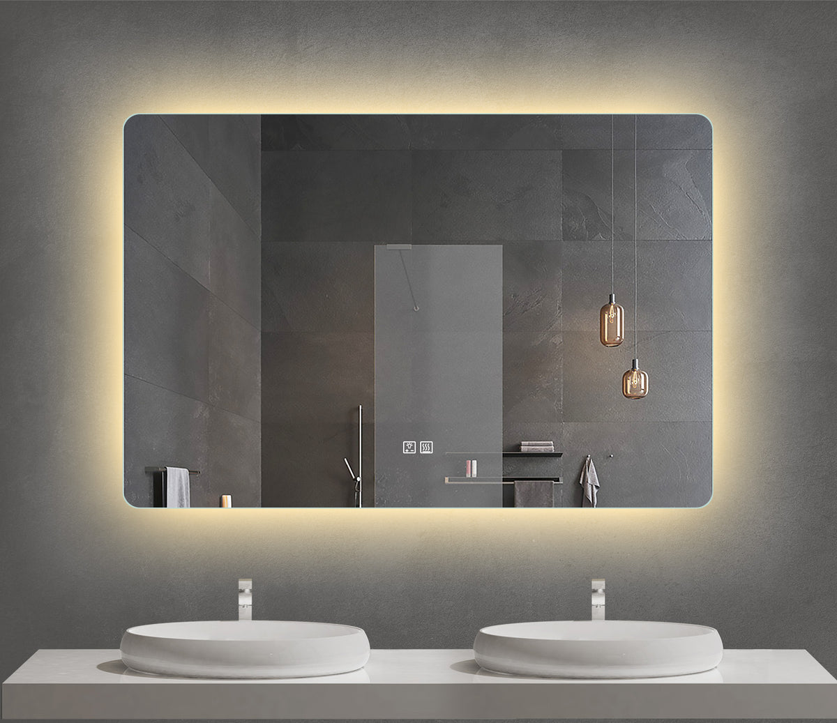 Backlit Mirror Led Panel Backlit LED Mirror with Demister, Three Light Selection and Dimmable C ...