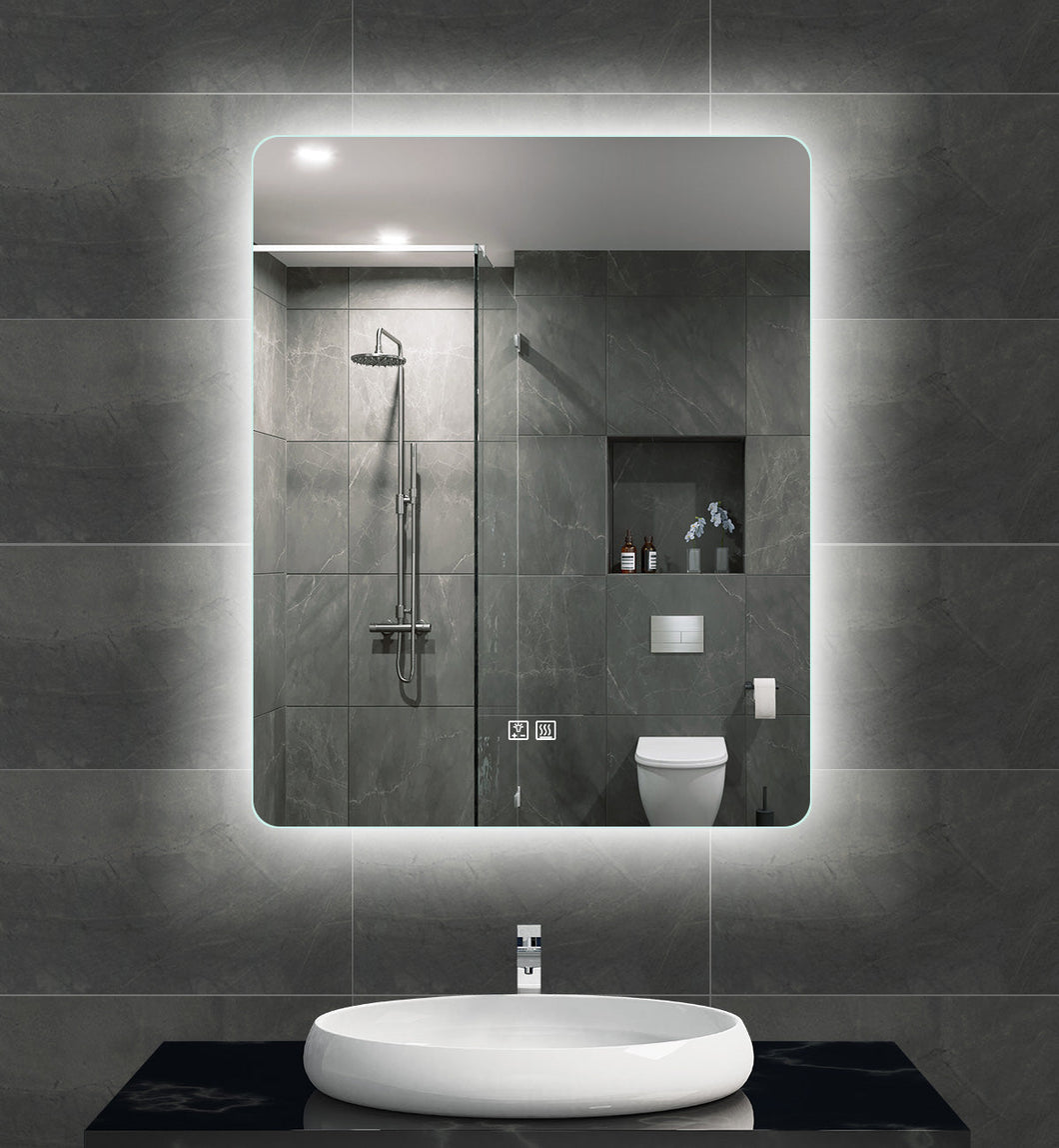 Backlit LED Mirror with Demister, Three Light Selection and Dimmable Control