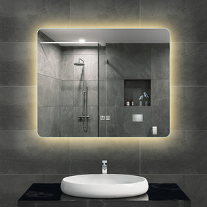 Backlit LED Mirror with Demister, Three Light Selection and Dimmable Control