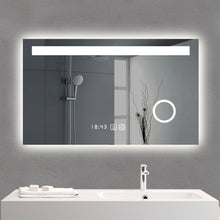 Load image into Gallery viewer, Backlit LED Mirror with Demister, Magnifier, Three Light Selection and Dimmable Control