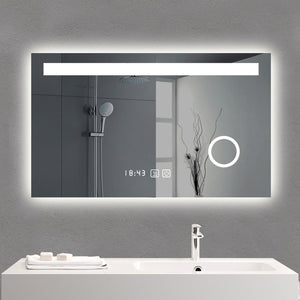 Backlit LED Mirror with Demister, Magnifier, Three Light Selection and Dimmable Control