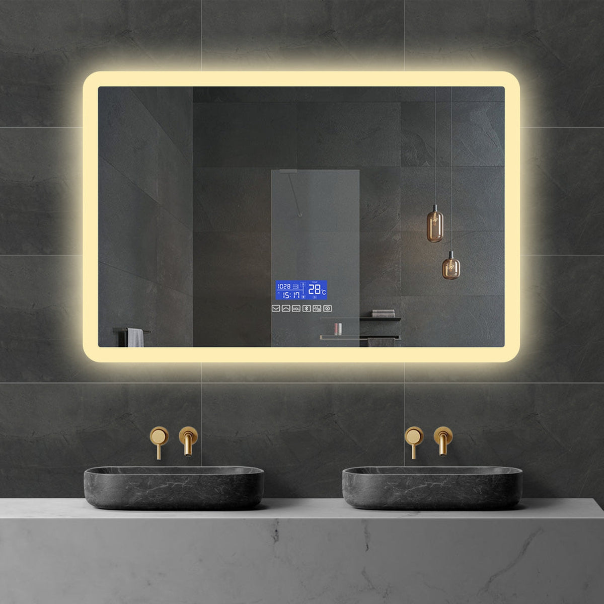 Smart LED Light Up Mirror with Demister, Bluetooth, Dimmable Control ...