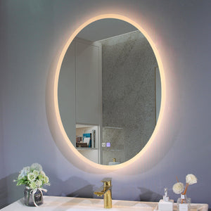 Oval LED Mirror with Demister, Three Light Selection and Dimmable Control