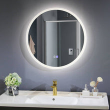 Load image into Gallery viewer, Round LED Mirror with Demister, Three Light Selection and Dimmable Control